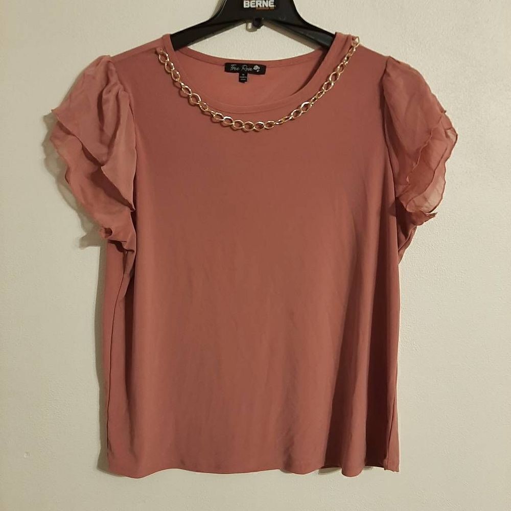 Free rose xl flutter sleeve women's top